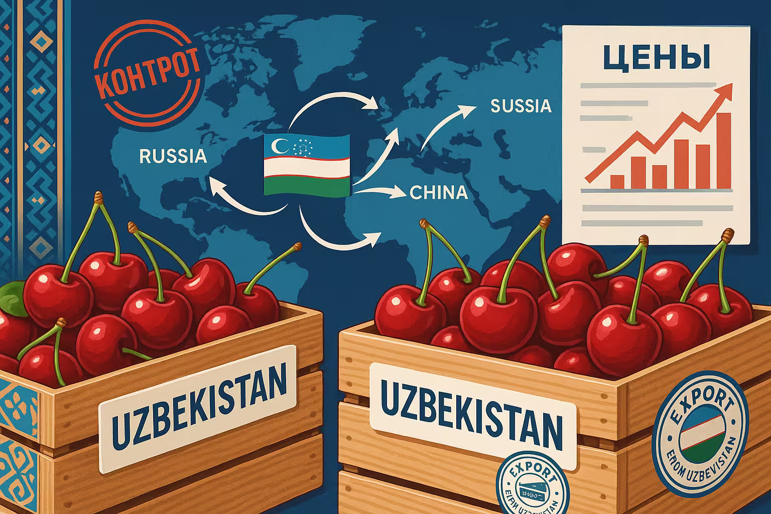 O‘zbekistondan gilos eksporti narxlari 2025-yilda: yangi qoidalar va prognozlar