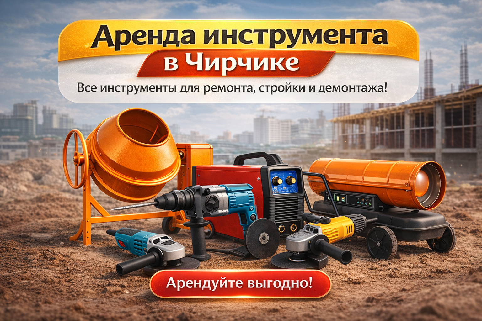 Прокат строительного инструмента в Чирчике — аренда перфоратора, болгарки, генератора и отбойного молотка