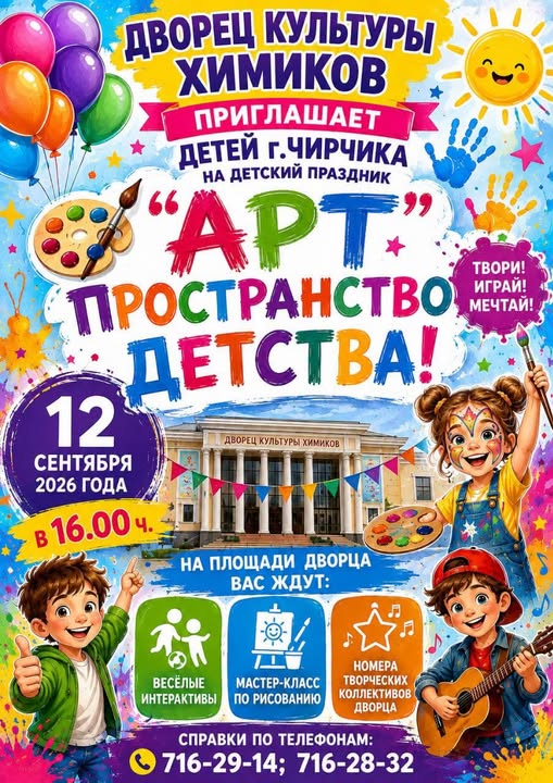 🎨 «АРТ — ПРОСТРАНСТВО ДЕТСТВА»: В ЧИРЧИКЕ ПРОЙДЁТ БОЛЬШОЙ ДЕТСКИЙ ПРАЗДНИК